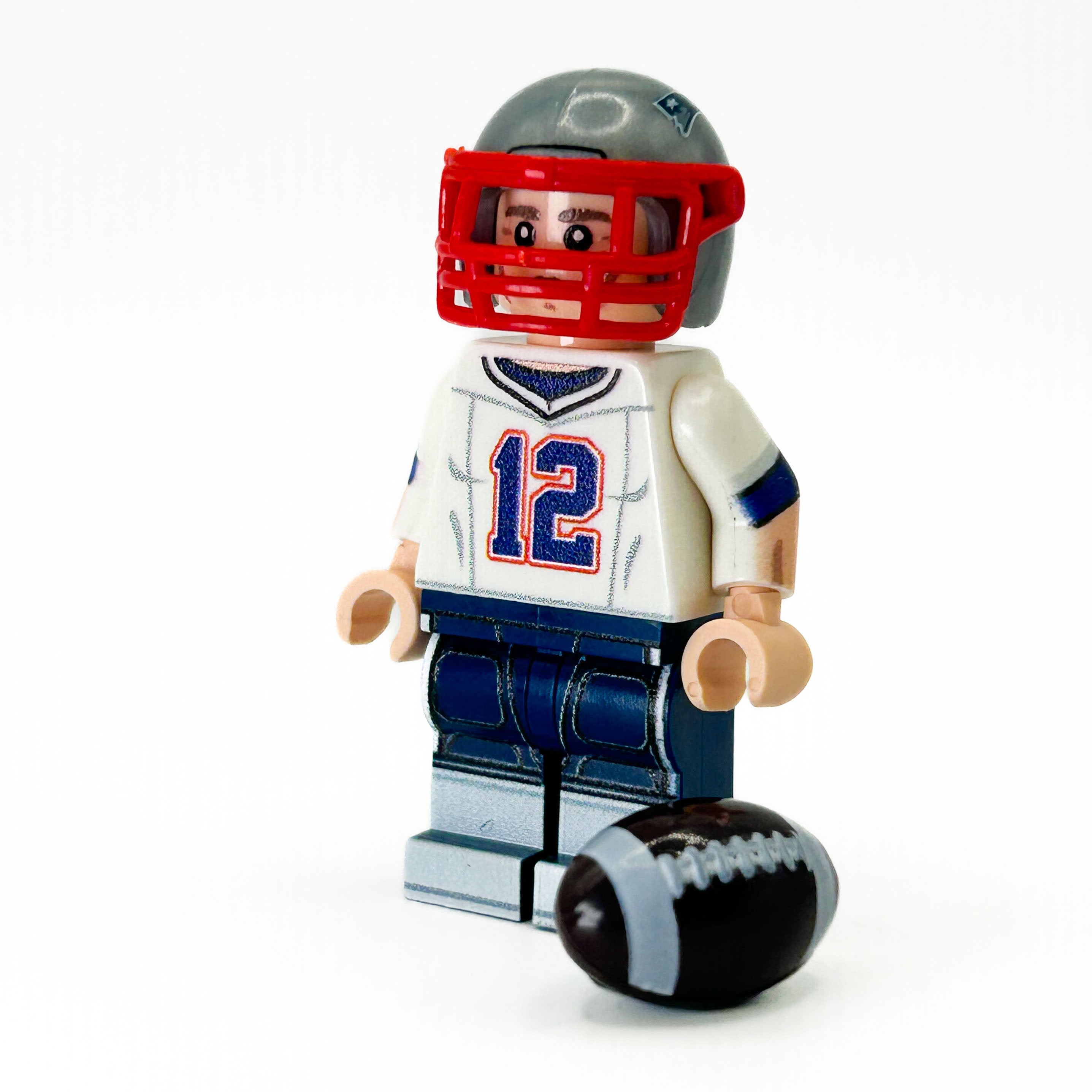 #12 QB Patriots Football Player Minifig - B3 Customs