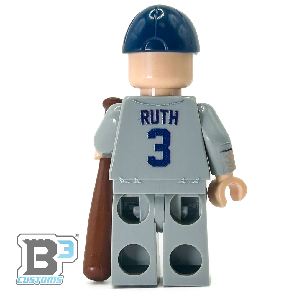 #3 Ruth NY Baseball Player Minifig made using LEGO parts